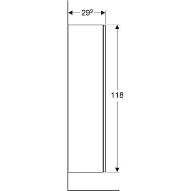 Geberit Smyle középmagas szekrény 36x118x29,9 cm, egy ajtóval, belső tükörrel