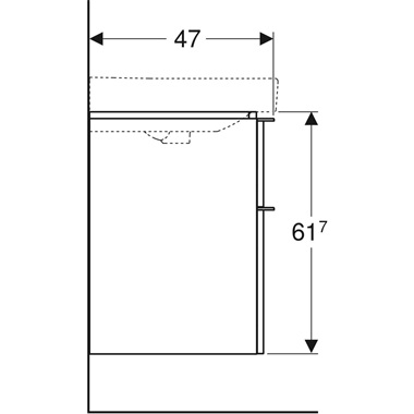 Geberit Smyle Square alsó szekrény dupla mosdóhoz, két fiókkal, 118,4x61,7x47 cm, melaminos faszerkezet hikoridió