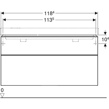 Geberit Smyle Square alsó szekrény dupla mosdóhoz, két fiókkal, 118,4x61,7x47 cm, melaminos faszerkezet hikoridió