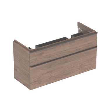 Geberit Smyle Square alsó szekrény dupla mosdóhoz, két fiókkal, 118,4x61,7x47 cm, melaminos faszerkezet hikoridió