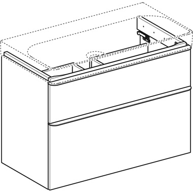 Geberit Smyle Square alsó szekrény mosdóhoz, két fiókkal, 88.4x61.7x47 cm, magasfényű lakkozott homokszürke Geberit Smyle Square alsó szekrény mosdóhoz, két fiókkal, 88.4x61.7x47 cm, magasfényű lakkozott homokszürke