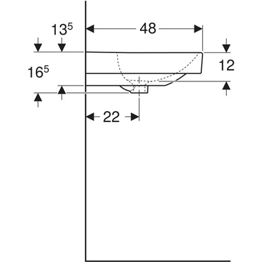 Geberit Smyle Square mosdó 120x16,5x48 cm, fehér