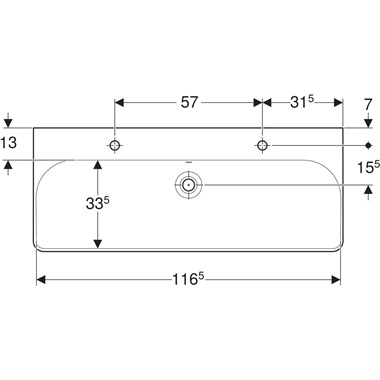 Geberit Smyle Square mosdó 120x16,5x48 cm, fehér