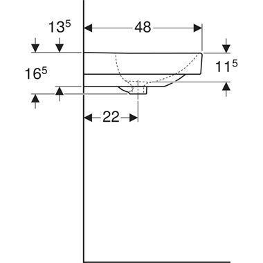 Geberit Smyle Square mosdó 75x16,5x48 cm, fehér
