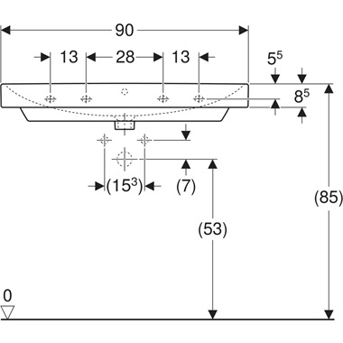 Geberit Smyle Square mosdó, 90x16,5x48 cm, fehér