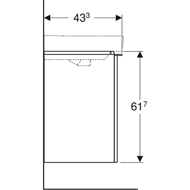 Geberit Smyle Square alsó szekrény mosdóhoz, egy ajtóval, balra nyíló, 53.6x61.7x43.3 cm, magasfényű lakkozott fehér Geberit Smyle Square alsó szekrény mosdóhoz, egy ajtóval, balra nyíló, 53.6x61.7x43.3 cm, magasfényű lakkozott fehér