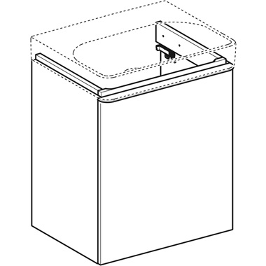 Geberit Smyle Square alsó szekrény mosdóhoz, egy ajtóval, balra nyíló, 53.6x61.7x43.3 cm, magasfényű lakkozott fehér Geberit Smyle Square alsó szekrény mosdóhoz, egy ajtóval, balra nyíló, 53.6x61.7x43.3 cm, magasfényű lakkozott fehér