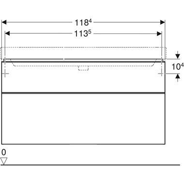 Geberit Smyle Square alsó szekrény mosdóhoz két fiókkal, 118,4x61,7x47 cm, magasfényű fehér