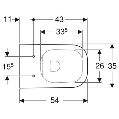 Geberit Smyle Square fali WC, mélyöblítésű, zárt formájú, Rimfree, 54 cm