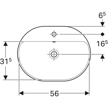 Geberit VariForm beépíthető mosdó 60x17,8x45 cm, fehér, ellipszis alakú