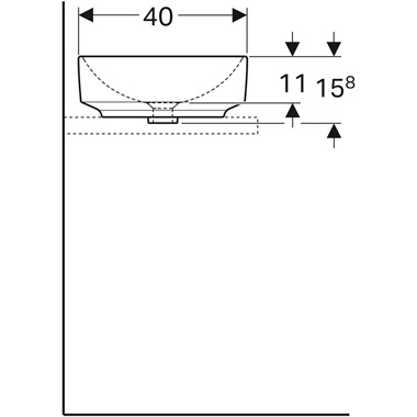 Geberit VariForm pultra építhető mosdó 55x15,8x40 cm, fehér, ellipszis alakú