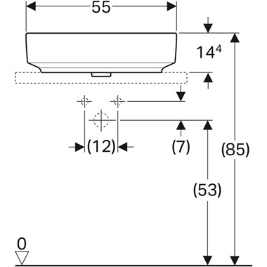 Geberit VariForm pultra építhető mosdó 55x15,8x40 cm, fehér, ellipszis alakú