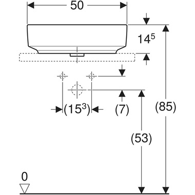 Geberit VariForm pultra építhető mosdó 50x16x40 cm, fehér, ellipszis alakú