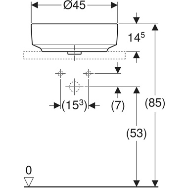 Geberit VariForm pultra építhető mosdó 45x16x45m, fehér, kerek