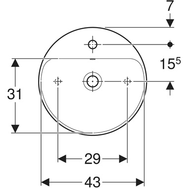 Geberit VariForm pultra építhető mosdó 45x16x45m, fehér, kerek