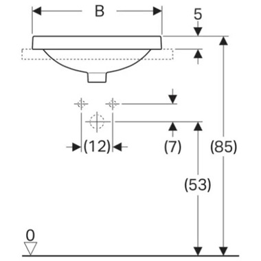 Geberit VariForm beépíthető mosdó, ovális, 50x40 cm, túlfolyóval