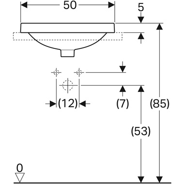Geberit VariForm beépíthető mosdó 50x17,8x45 cm, fehér,ovális