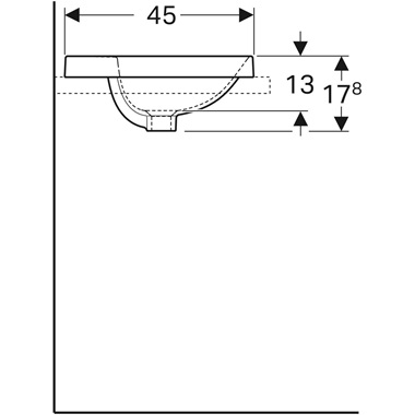 Geberit VariForm beépíthető mosdó 50x17,8x45 cm fehér, ovális