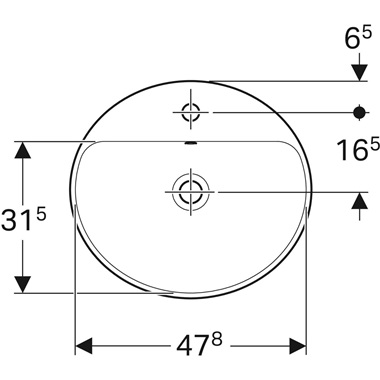 Geberit VariForm beépíthető mosdó 50x17,8x45 cm fehér, ovális
