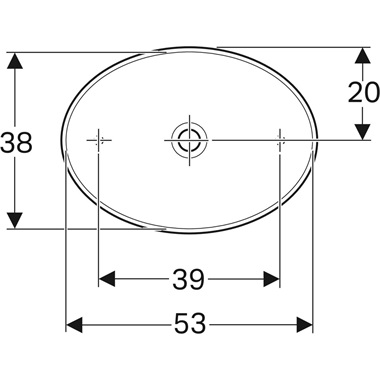 Geberit VariForm pultra ültethető mosdó 55x15,8x40 cm, ovális, túlfolyó nélkül