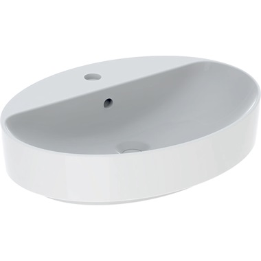 Geberit VariForm pultra ültethető mosdó 60x16x45 cm, ovális, csaplyuk-peremmel, túlfolyóval