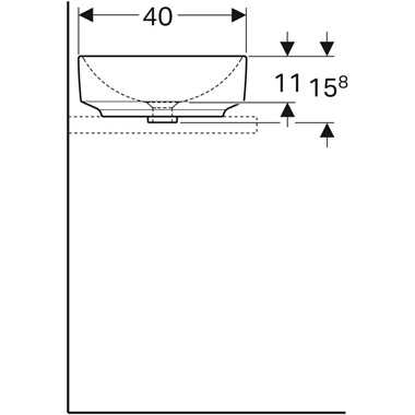 Geberit VariForm pultra ültethető mosdó 55x15,8x40 cm, szögletes, túlfolyó nélkül
