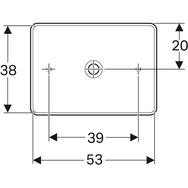 Geberit VariForm pultra ültethető mosdó 55x15,8x40 cm, szögletes, túlfolyó nélkül