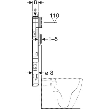 Geberit Sigma falsík alatti öblítőtartály, 6/3 l, 8 cm