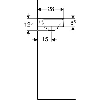 Geberit Xeno2 kézmosó 40x12,5x28 cm, csaplyuk bal oldalt, túlfolyó nélkül, KeraTect bevonattal