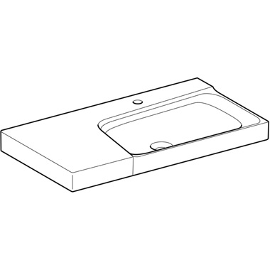Geberit Xenon 2 mosdó 1 csaplyukkkal 90x48 cm, balos pakoló felülettel