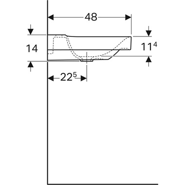 Geberit Xenon 2 mosdó 1 csaplyukkkal 90x48 cm, balos pakoló felülettel