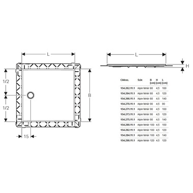 Geberit Setaplano zuhanytálca 80x120 cm