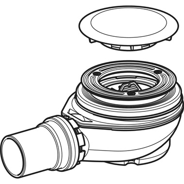 Geberit zuhanytálca lefolyó d90, szelepfedéllel, vízzár magasság 50 mm, PE lefolyó
