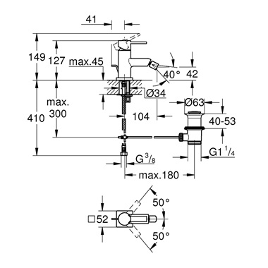 Grohe Allure bidécsaptelep 1/2", króm