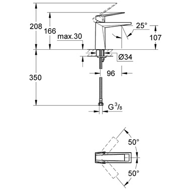 Grohe Allure Brilliant egykaros mosdócsaptelep 1/2” m-es méret, Brushed Hard Graphite