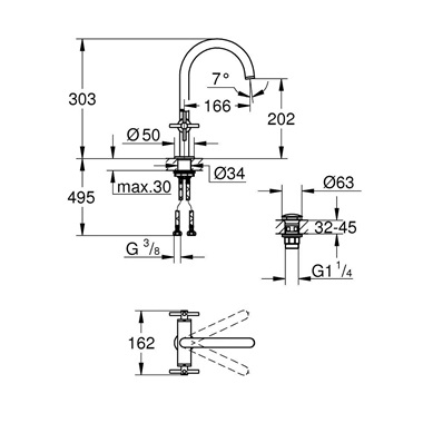 Grohe Atrio egylyukas mosdócsaptelep, 1/2” L-es méret, Warm Sunset