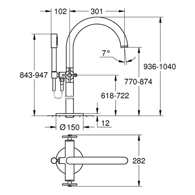 Grohe Atrio  szabadon álló kádcsaptelep, 1/2" Cool Sunrise