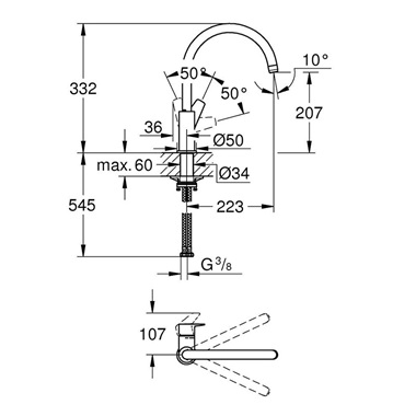 Grohe Bauedge álló mosogatócsaptelep Grohe Bauedge álló mosogatócsaptelep
