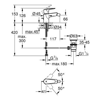 Grohe BauEdge egykaros bidécsaptelep 1/2”, króm