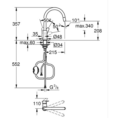 Grohe BauEdge egykaros mosogatócsap 1/2”, króm