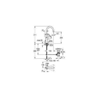 Grohe BauEdge egykaros mosdócsaptelep 1/2" L-es, króm