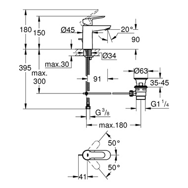 Grohe BauEdge egykaros mosdócsaptelep 1/2” S-es méret, króm