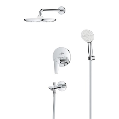 Grohe Bauedge rejtett zuhanyrendszer, Tempesta 250 fejzuhany és kádkifolyóval, króm