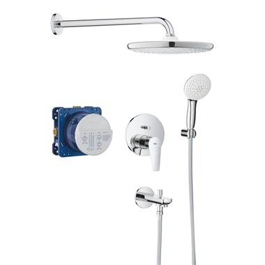 Grohe Bauedge rejtett zuhanyrendszer, Tempesta 250 fejzuhany és kádkifolyóval, króm