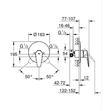 Grohe BauEdge egykaros zuhanycsaptelep 1/2, króm