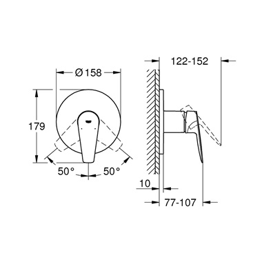 Grohe BauEdge egykaros zuhanycsaptelep 1/2" króm