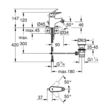 Grohe BauFlow egykaros bidécsaptelep 1/2”,króm
