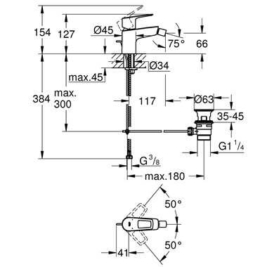 Grohe BauLoop egykaros bidécsaptelep 1/2”, króm