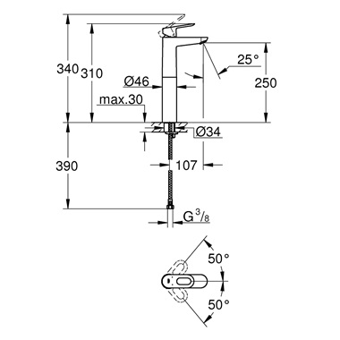 Grohe BauLoop egykaros mosdócsaptelep 1/2”, XL-es méret