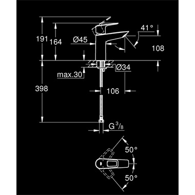 Grohe BauLoop egykaros mosdócsaptelep 1/2" M-es, króm